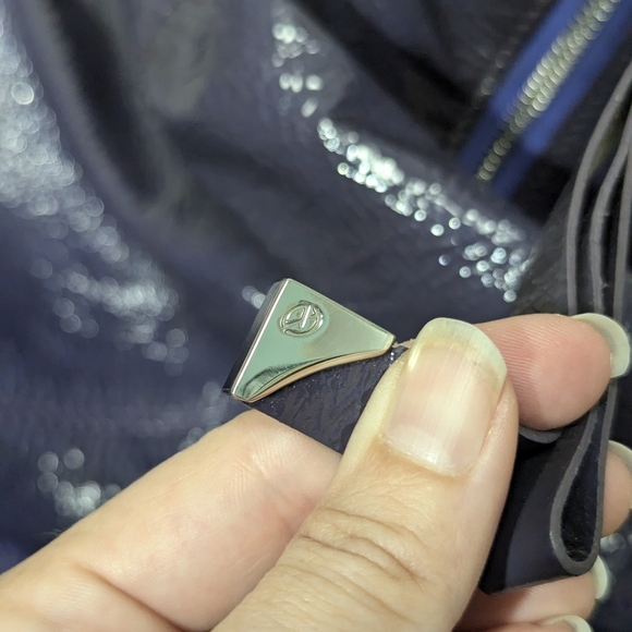 Francesco Biasia Purple oil slick leather over sized unique shoulder bag - Picture 9 of 15